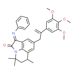 ChemSpider 2D Image | (1E)-4,4,6-Trimethyl-1-(phenylimino)-8-[2-(3,4,5-trimethoxyphenyl)-2-propen-1-yl]-5,6-dihydro-4H-pyrrolo[3,2,1-ij]quinolin-2(1H)-one | C32H34N2O4