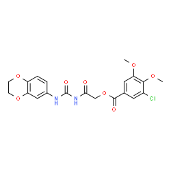 ChemSpider 2D Image | 2-[(2,3-Dihydro-1,4-benzodioxin-6-ylcarbamoyl)amino]-2-oxoethyl 3-chloro-4,5-dimethoxybenzoate | C20H19ClN2O8
