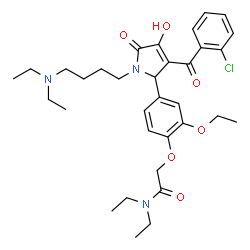 ChemSpider 2D Image | 2-(4-{3-(2-Chlorobenzoyl)-1-[4-(diethylamino)butyl]-4-hydroxy-5-oxo-2,5-dihydro-1H-pyrrol-2-yl}-2-ethoxyphenoxy)-N,N-diethylacetamide | C33H44ClN3O6