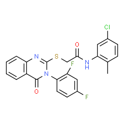ChemSpider 2D Image | N-(5-Chloro-2-methylphenyl)-2-{[3-(2,4-difluorophenyl)-4-oxo-3,4-dihydro-2-quinazolinyl]sulfanyl}acetamide | C23H16ClF2N3O2S