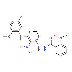 ChemSpider 2D Image | N'-{6-[(2-Methoxy-5-methylphenyl)amino]-5-nitropyrimidin-4-yl}-2-nitrobenzohydrazide | C19H17N7O6