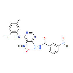 ChemSpider 2D Image | N'-{6-[(2-Methoxy-5-methylphenyl)amino]-5-nitropyrimidin-4-yl}-3-nitrobenzohydrazide | C19H17N7O6