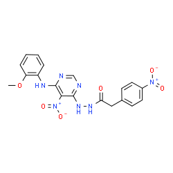 ChemSpider 2D Image | N'-{6-[(2-Methoxyphenyl)amino]-5-nitropyrimidin-4-yl}-2-(4-nitrophenyl)acetohydrazide | C19H17N7O6