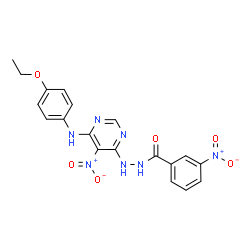 ChemSpider 2D Image | N'-{6-[(4-Ethoxyphenyl)amino]-5-nitropyrimidin-4-yl}-3-nitrobenzohydrazide | C19H17N7O6