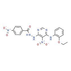 ChemSpider 2D Image | N'-{6-[(2-Ethoxyphenyl)amino]-5-nitropyrimidin-4-yl}-4-nitrobenzohydrazide | C19H17N7O6