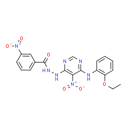 ChemSpider 2D Image | N'-{6-[(2-Ethoxyphenyl)amino]-5-nitropyrimidin-4-yl}-3-nitrobenzohydrazide | C19H17N7O6
