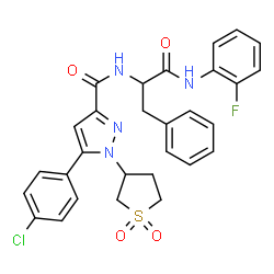 ChemSpider 2D Image | Nalpha-{[5-(4-Chlorophenyl)-1-(1,1-dioxidotetrahydro-3-thiophenyl)-1H-pyrazol-3-yl]carbonyl}-N-(2-fluorophenyl)phenylalaninamide | C29H26ClFN4O4S