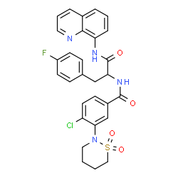 ChemSpider 2D Image | Nalpha-[4-Chloro-3-(1,1-dioxido-1,2-thiazinan-2-yl)benzoyl]-4-fluoro-N-8-quinolinylphenylalaninamide | C29H26ClFN4O4S