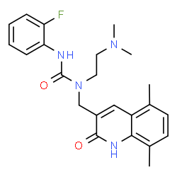 ChemSpider 2D Image | 1-[2-(Dimethylamino)ethyl]-1-[(5,8-dimethyl-2-oxo-1,2-dihydro-3-quinolinyl)methyl]-3-(2-fluorophenyl)urea | C23H27FN4O2