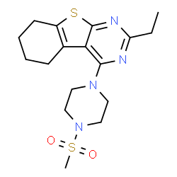 ChemSpider 2D Image | 2-Ethyl-4-[4-(methylsulfonyl)-1-piperazinyl]-5,6,7,8-tetrahydro[1]benzothieno[2,3-d]pyrimidine | C17H24N4O2S2