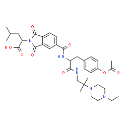 ChemSpider 2D Image | 2-(5-{[3-(4-Acetoxyphenyl)-1-{[2-(4-ethyl-1-piperazinyl)-2-methylpropyl]amino}-1-oxo-2-propanyl]carbamoyl}-1,3-dioxo-1,3-dihydro-2H-isoindol-2-yl)-4-methylpentanoic acid | C36H47N5O8