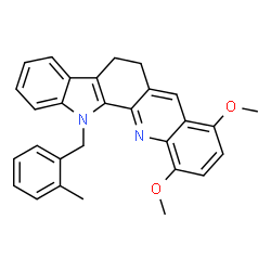 ChemSpider 2D Image | 6,13-Dihydro-8,11-dimethoxy-13-[(2-methylphenyl)methyl]-5H-acrindoline | C29H26N2O2