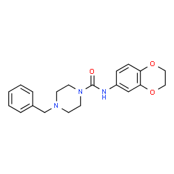 ChemSpider 2D Image | 4-Benzyl-N-(2,3-dihydro-1,4-benzodioxin-6-yl)-1-piperazinecarboxamide | C20H23N3O3