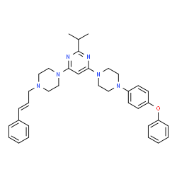 ChemSpider 2D Image | 2-Isopropyl-4-[4-(4-phenoxyphenyl)-1-piperazinyl]-6-{4-[(2E)-3-phenyl-2-propen-1-yl]-1-piperazinyl}pyrimidine | C36H42N6O