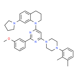 ChemSpider 2D Image | 1-{6-[4-(2,3-Dimethylphenyl)-1-piperazinyl]-2-(3-methoxyphenyl)-4-pyrimidinyl}-7-(1-pyrrolidinyl)-1,2,3,4-tetrahydroquinoline | C36H42N6O