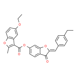 ChemSpider 2D Image | (2Z)-2-(4-Ethylbenzylidene)-3-oxo-2,3-dihydro-1-benzofuran-6-yl 5-ethoxy-2-methyl-1-benzofuran-3-carboxylate | C29H24O6