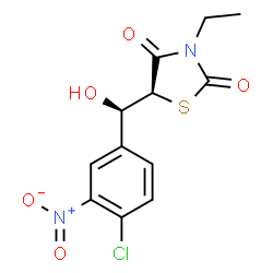 ChemSpider 2D Image | (5S)-5-[(R)-(4-Chloro-3-nitrophenyl)(hydroxy)methyl]-3-ethyl-1,3-thiazolidine-2,4-dione | C12H11ClN2O5S