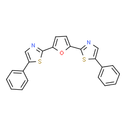 ChemSpider 2D Image | 2,2'-Furan-2,5-diylbis(5-phenyl-1,3-thiazole) | C22H14N2OS2