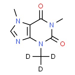 ChemSpider 2D Image | 1,7-Dimethyl-3-(~2~H_3_)methyl-3,7-dihydro-1H-purine-2,6-dione | C8H7D3N4O2