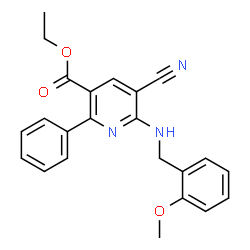ChemSpider 2D Image | Ethyl 5-cyano-6-[(2-methoxybenzyl)amino]-2-phenylnicotinate | C23H21N3O3
