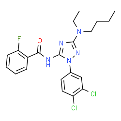 ChemSpider 2D Image | N-{3-[Butyl(ethyl)amino]-1-(3,4-dichlorophenyl)-1H-1,2,4-triazol-5-yl}-2-fluorobenzamide | C21H22Cl2FN5O