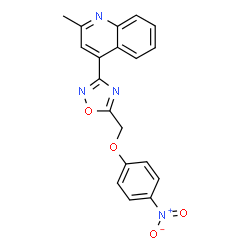 ChemSpider 2D Image | 2-Methyl-4-{5-[(4-nitrophenoxy)methyl]-1,2,4-oxadiazol-3-yl}quinoline | C19H14N4O4