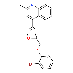 ChemSpider 2D Image | 4-{5-[(2-Bromophenoxy)methyl]-1,2,4-oxadiazol-3-yl}-2-methylquinoline | C19H14BrN3O2