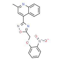ChemSpider 2D Image | 2-Methyl-4-{5-[(2-nitrophenoxy)methyl]-1,2,4-oxadiazol-3-yl}quinoline | C19H14N4O4