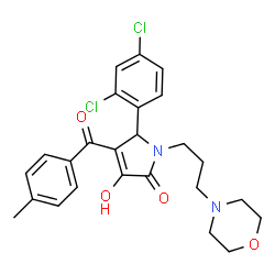 ChemSpider 2D Image | 5-(2,4-Dichlorophenyl)-3-hydroxy-4-(4-methylbenzoyl)-1-[3-(4-morpholinyl)propyl]-1,5-dihydro-2H-pyrrol-2-one | C25H26Cl2N2O4