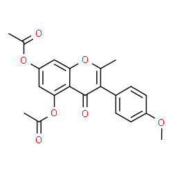ChemSpider 2D Image | 3-(4-Methoxyphenyl)-2-methyl-4-oxo-4H-chromene-5,7-diyl diacetate | C21H18O7