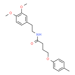ChemSpider 2D Image | N-[2-(3,4-Dimethoxyphenyl)ethyl]-4-(4-methylphenoxy)butanamide | C21H27NO4