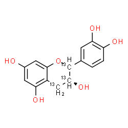 ChemSpider 2D Image | (3R)-2-(3,4-Dihydroxyphenyl)-3,5,7-(2,3,4-~13~C_3_)chromanetriol | C1213C3H14O6