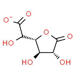 ChemSpider 2D Image | (2R)-[(2R,3R,4R)-3,4-Dihydroxy-5-oxotetrahydro-2-furanyl](hydroxy)acetate (non-preferred name) | C6H7O7