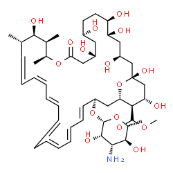 ChemSpider 2D Image | Methyl (1R,3S,5R,6R,9R,11R,15S,16R,17R,18S,21Z,23E,27E,29E,31E,33R,35S,36R,37S)-33-[(3-amino-3,6-dideoxy-beta-D-mannopyranosyl)oxy]-1,3,5,6,9,11,17,37-octahydroxy-15,16,18-trimethyl-13-oxo-14,39-dioxa
bicyclo[33.3.1]nonatriaconta-19,21,23,25,27,29,31-heptaene-36-carboxylate | C48H75NO17