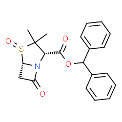 ChemSpider 2D Image | Diphenylmethyl (2S,5S)-3,3-dimethyl-7-oxo-4-thia-1-azabicyclo[3.2.0]heptane-2-carboxylate 4-oxide | C21H21NO4S