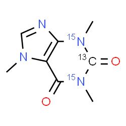 ChemSpider 2D Image | 1,3,7-Trimethyl(2-~13~C,1,3-~15~N_2_)-3,7-dihydro-1H-purine-2,6-dione | C713CH10N215N2O2