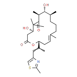 ChemSpider 2D Image | (4R,7S,8R,9S,16R)-4,8-Dihydroxy-5,5,7,9,13-pentamethyl-16-[(1E)-1-(2-methyl-1,3-thiazol-4-yl)-1-propen-2-yl]oxacyclohexadec-13-ene-2,6-dione | C27H41NO5S