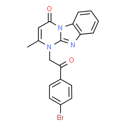 ChemSpider 2D Image | 1-[2-(4-Bromophenyl)-2-oxoethyl]-2-methylpyrimido[1,2-a]benzimidazol-4(1H)-one | C19H14BrN3O2