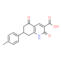 ChemSpider 2D Image | 2,5-Dioxo-7-(p-tolyl)-1,2,5,6,7,8-hexahydroquinoline-3-carboxylic acid | C17H15NO4