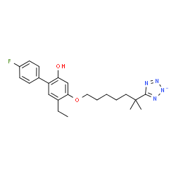 ChemSpider 2D Image | 5-{7-[(5-Ethyl-4'-fluoro-2-hydroxy-4-biphenylyl)oxy]-2-methyl-2-heptanyl}tetrazol-2-ide | C23H28FN4O2