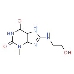 ChemSpider 2D Image | 8-[(2-Hydroxyethyl)amino]-3-methyl-3,7-dihydro-1H-purine-2,6-dione | C8H11N5O3