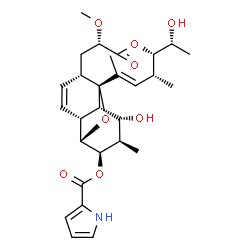 ChemSpider 2D Image | (3S,4R,5R,6R,7S,8R,11S,13S,16S,17R,18E)-6-Hydroxy-16-[(1R)-1-hydroxyethyl]-13-methoxy-5,17,19-trimethyl-14-oxo-2,15-dioxatetracyclo[9.8.0.0~1,7~.0~3,8~]nonadeca-9,18-dien-4-yl 1H-pyrrole-2-carboxylate | C28H37NO8