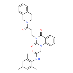 ChemSpider 2D Image | 2-{3-[3-(3,4-Dihydro-2(1H)-isoquinolinyl)-3-oxopropyl]-2,4-dioxo-3,4-dihydro-1(2H)-quinazolinyl}-N-mesitylacetamide | C31H32N4O4