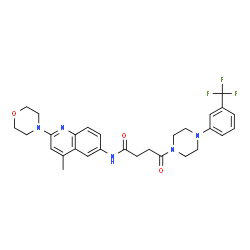 ChemSpider 2D Image | N-[4-Methyl-2-(4-morpholinyl)-6-quinolinyl]-4-oxo-4-{4-[3-(trifluoromethyl)phenyl]-1-piperazinyl}butanamide | C29H32F3N5O3