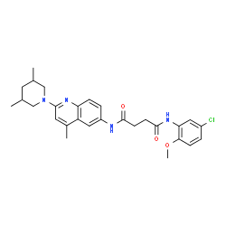 ChemSpider 2D Image | N-(5-Chloro-2-methoxyphenyl)-N'-[2-(3,5-dimethyl-1-piperidinyl)-4-methyl-6-quinolinyl]succinamide | C28H33ClN4O3