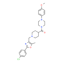 ChemSpider 2D Image | (1-{[2-(4-Chlorophenyl)-5-methyl-1,3-oxazol-4-yl]methyl}-4-piperidinyl)[4-(4-methoxyphenyl)-1-piperazinyl]methanone | C28H33ClN4O3