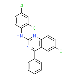 ChemSpider 2D Image | 6-Chloro-N-(2,4-dichlorophenyl)-4-phenyl-2-quinazolinamine | C20H12Cl3N3