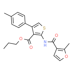 ChemSpider 2D Image | Propyl 2-[(2-methyl-3-furoyl)amino]-4-(4-methylphenyl)-3-thiophenecarboxylate | C21H21NO4S