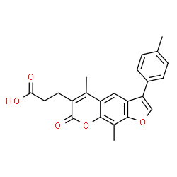 ChemSpider 2D Image | 3-[5,9-Dimethyl-3-(4-methylphenyl)-7-oxo-7H-furo[3,2-g]chromen-6-yl]propanoic acid | C23H20O5