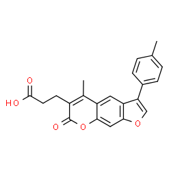 ChemSpider 2D Image | 3-[5-Methyl-3-(4-methylphenyl)-7-oxo-7H-furo[3,2-g]chromen-6-yl]propanoic acid | C22H18O5